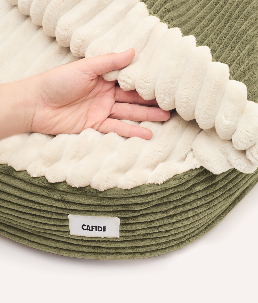 cafide-pets-maso-hundebettbezug-cord-gr-n-mit-kapuze image 2