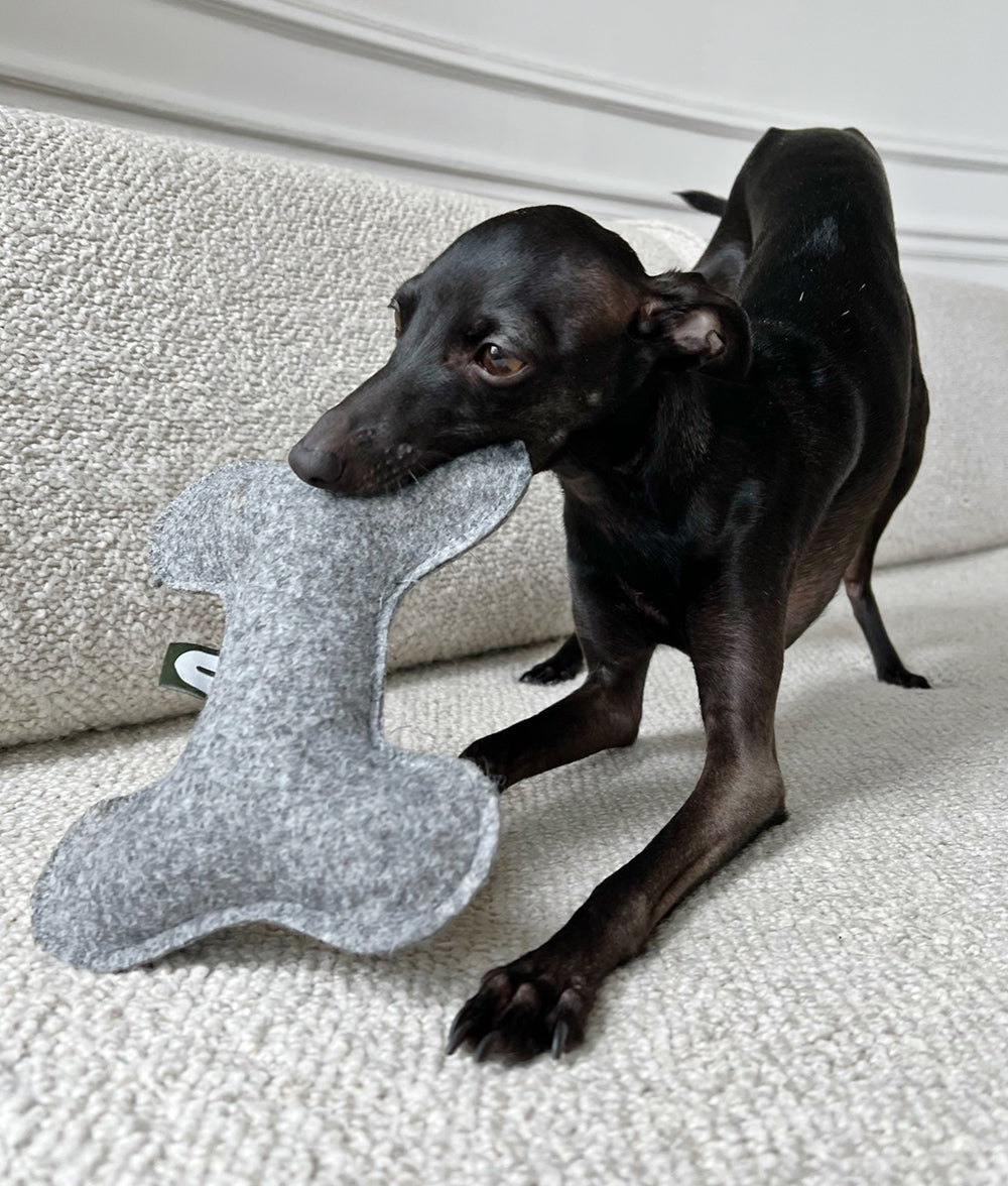 cafide-play-hundespielzeug-grau-knochen-recycelt-waschbar image 2