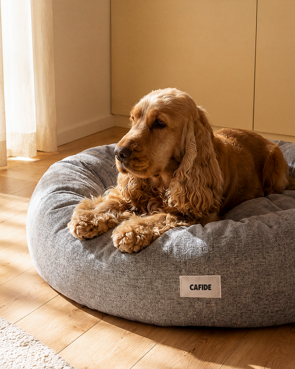 cafide-pets-nuba-hundebett-grau-chenille-s-m-l-waschbar image 2