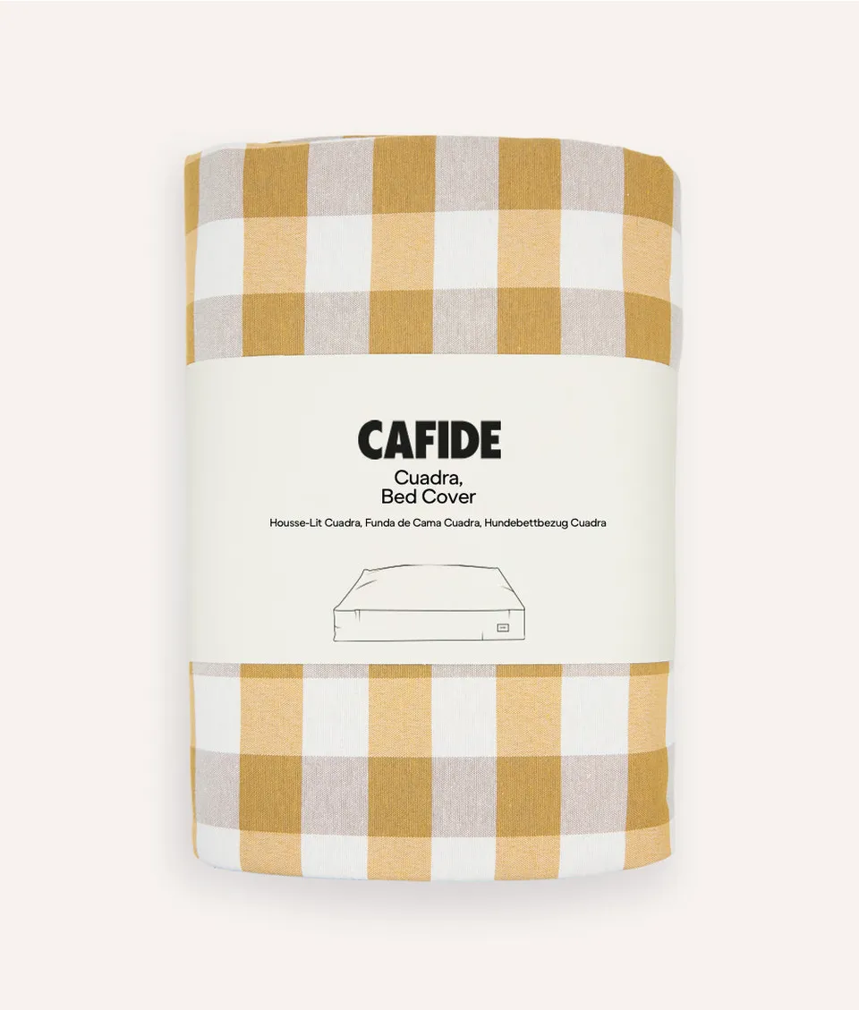 cafide-sleep-cuadra-hundebettbezug-vichy-senf-ohne-f-llung image 1