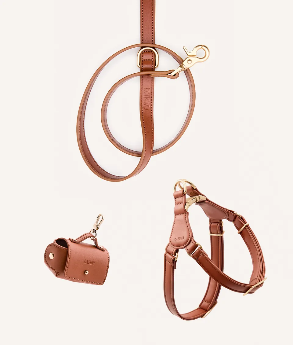cafide-pets-walk-jala-step-in-geschirr-set-braun-vegan image 1