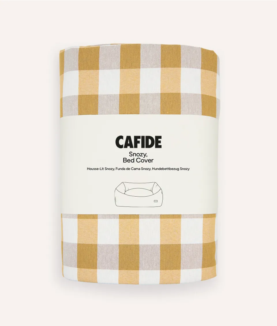 cafide-snozy-hundebett-bezug-senf-vichy-m-ohne-f-llung image 1