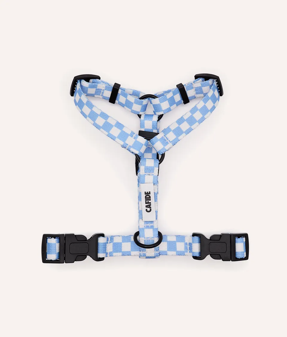 cafide-pets-walk-juno-hundegeschirr-blau-vichy-recycelt image 1