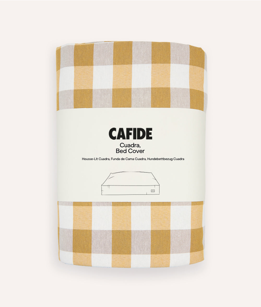 cafide-sleep-cuadra-hundebettbezug-vichy-senf-ohne-f-llung image 1