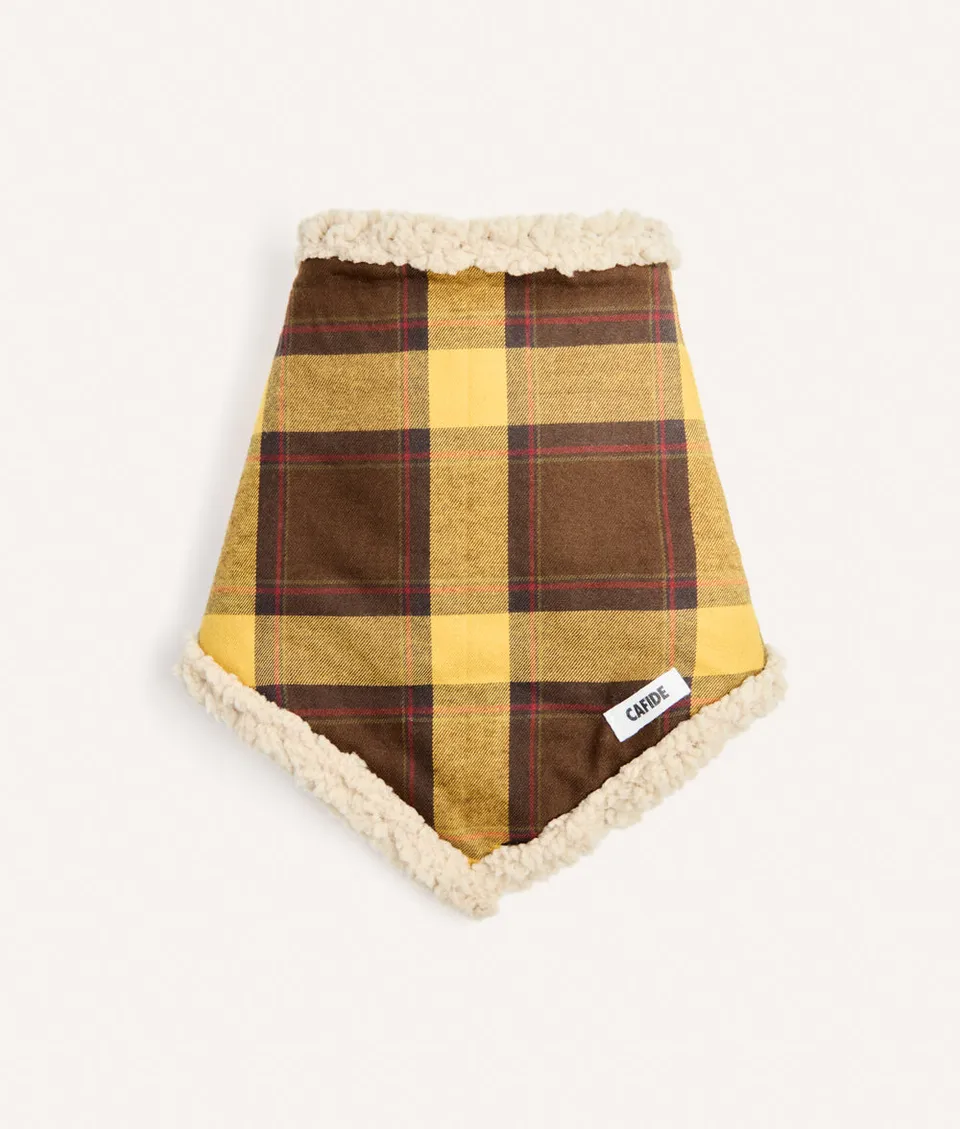 cafide-nata-tartan-hundetuch-senf-kariert-wende-bandana-baumwolle image 1