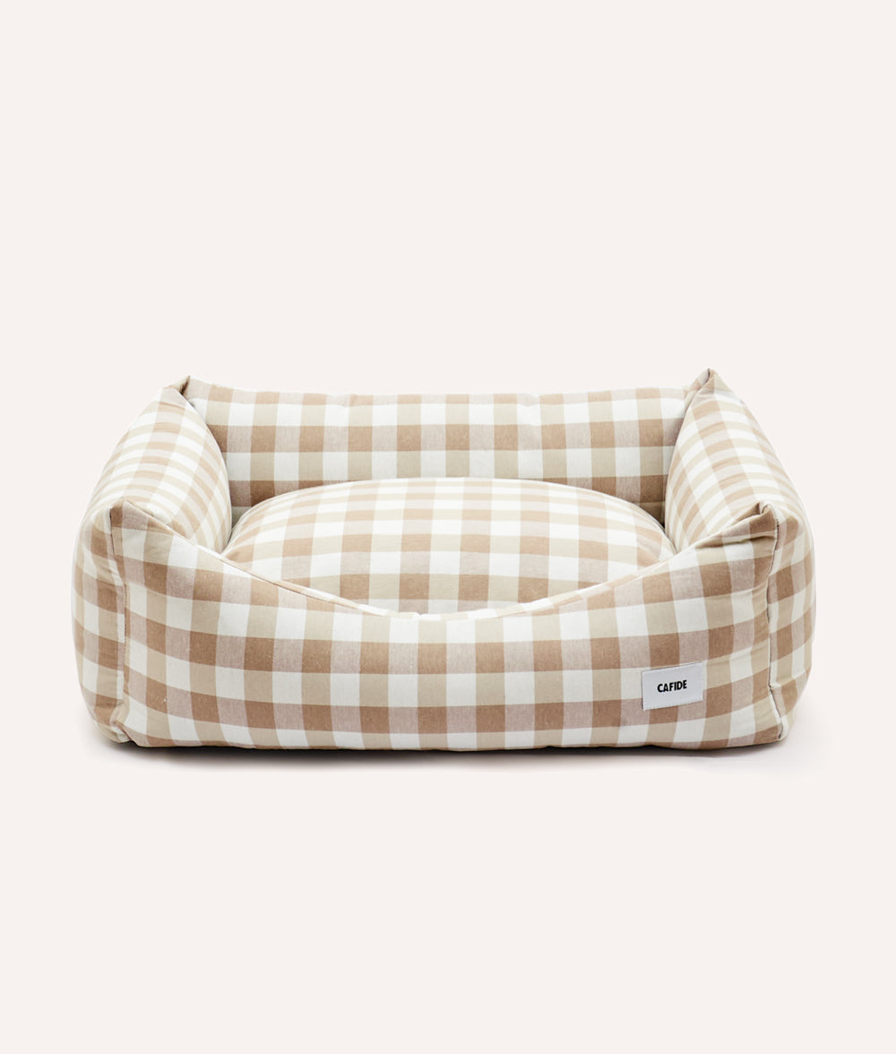 cafide-sleep-snozy-hundebett-vichy-beige-m-waschbar image 3