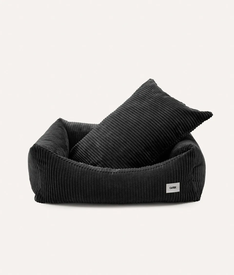 cafide-pets-sleep-snozy-hundebett-cord-schwarz-m-waschbar image 1