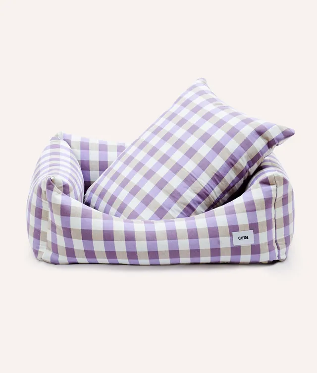 cafide-sleep-snozy-hundebett-vichy-violett-atmungsaktiv image 1
