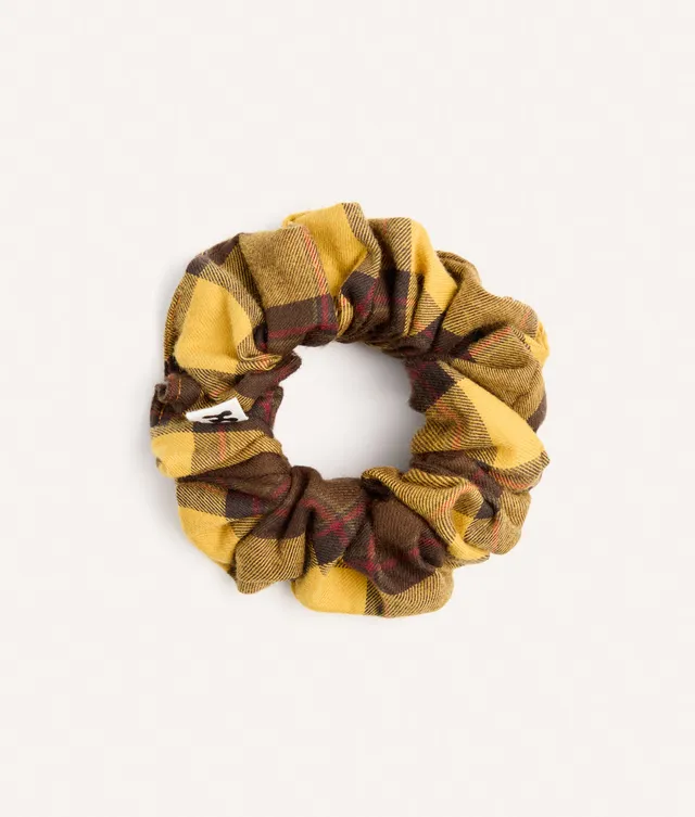 cafide-accessories-noa-scrunchie-haargummi-tartan-senf-baumwolle image 1