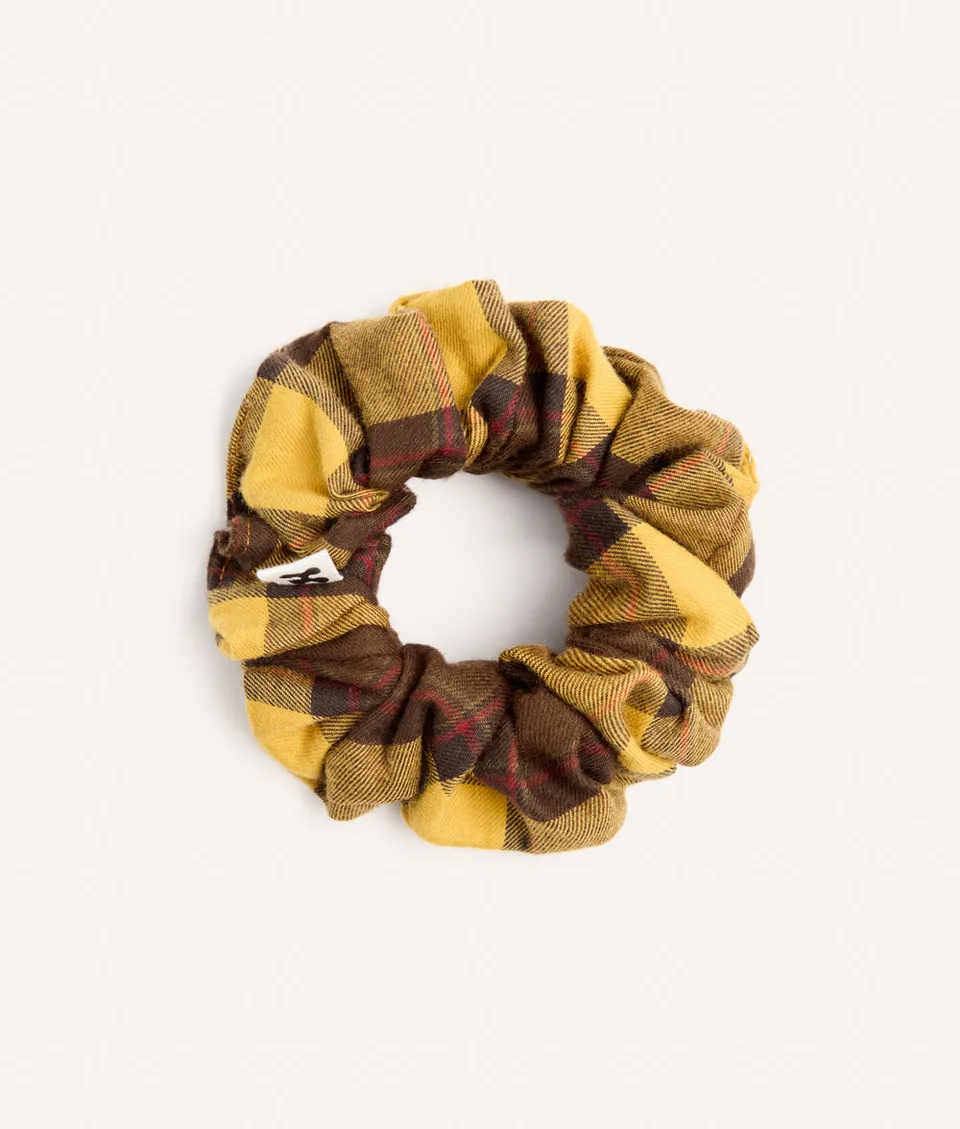 cafide-accessories-noa-scrunchie-haargummi-tartan-senf-baumwolle image 1