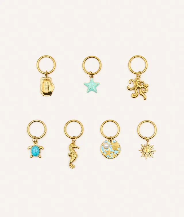 cafide-sira-marine-charms-hunde-anh-nger-7er-set-metallringe image 1