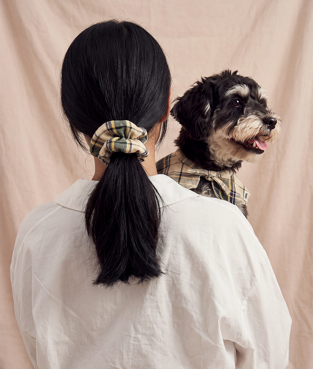 cafide-pets-noa-scrunchie-beige-tartan-haargummi image 2