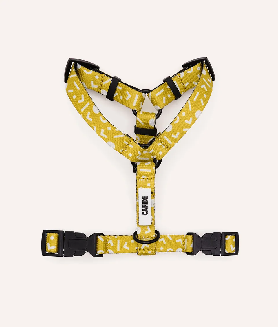 cafide-pets-walk-juno-hundegeschirr-memphis-senf-aus-recycling-pet image 1