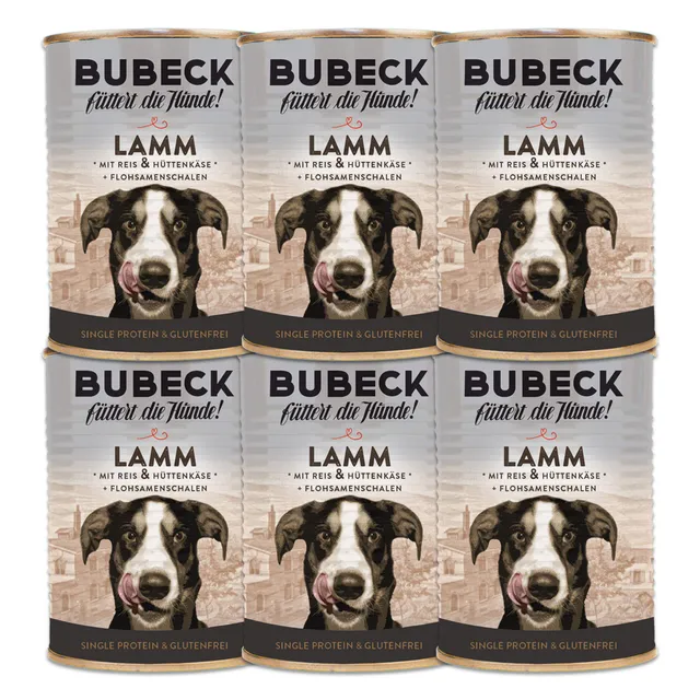 bubeck-nassfutter-lamm-reis-hundenassfutter-6x400g-glutenfrei image 1