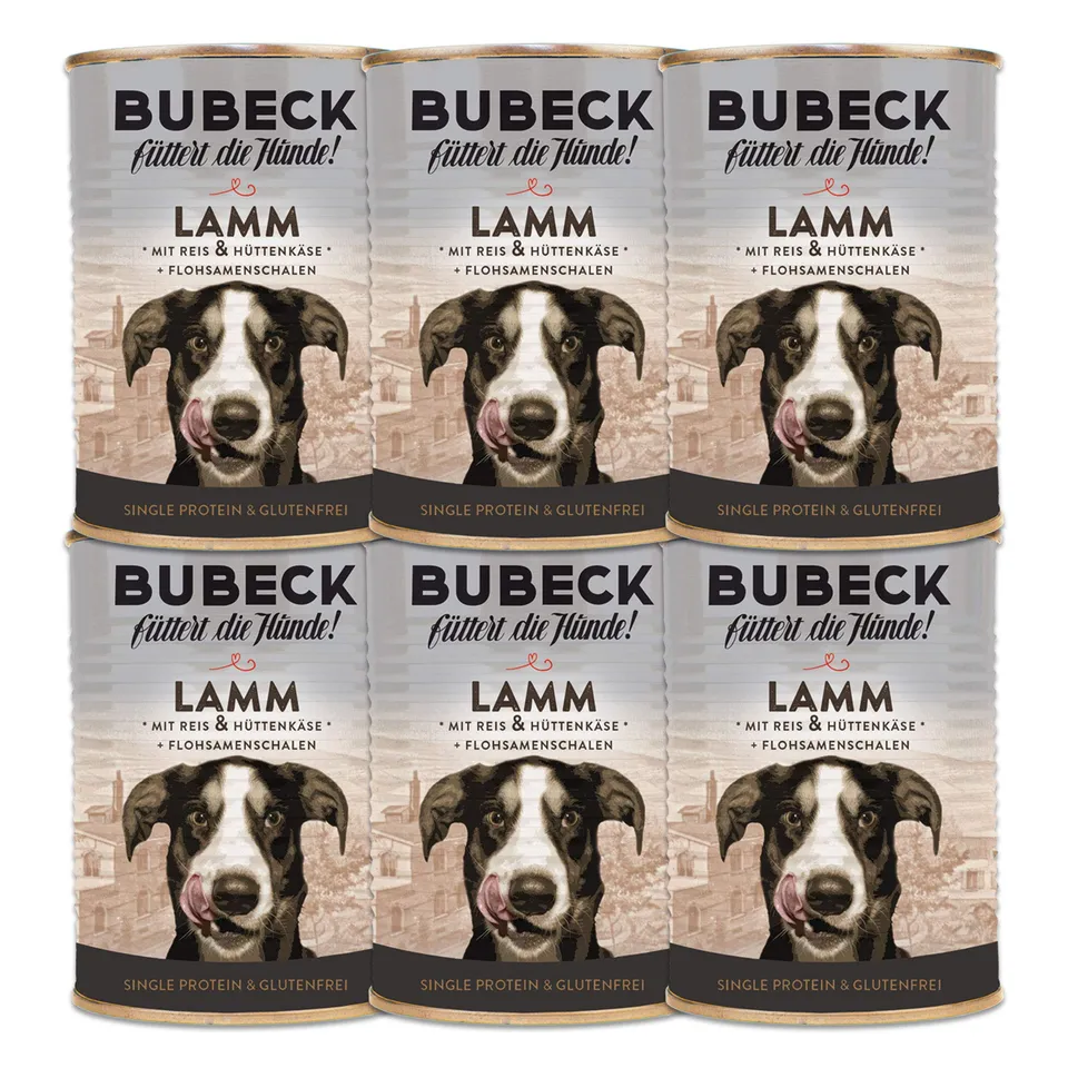 bubeck-nassfutter-lamm-reis-hundenassfutter-6x400g-glutenfrei image 1