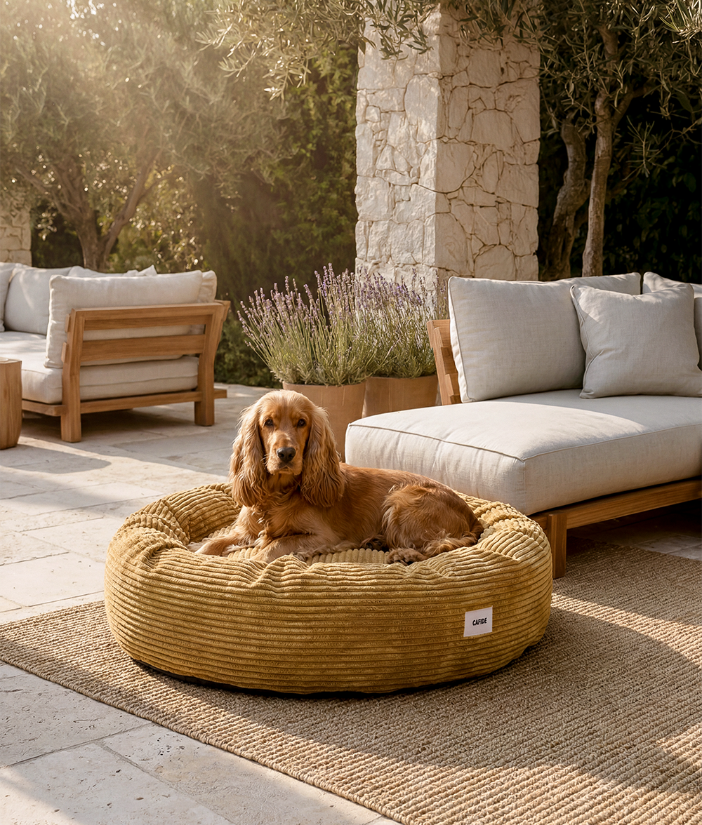 cafide-pets-nuba-hundebett-senfgelb-cord-waschbar image 2