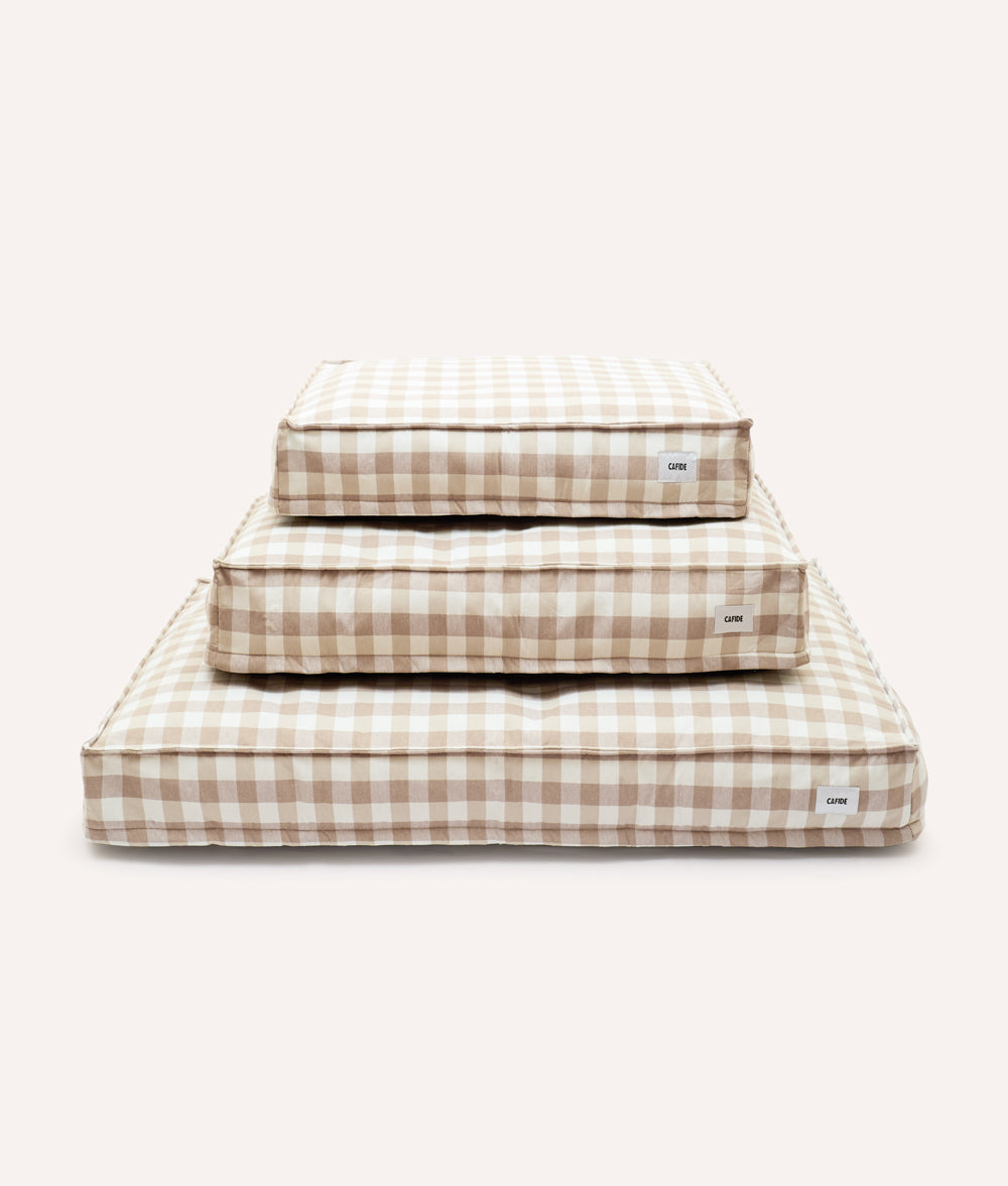 cafide-cuadra-hundebett-beige-vichy-sommer-m image 1