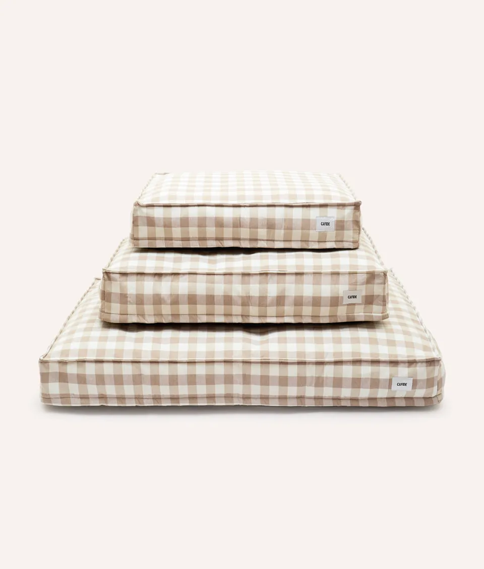 cafide-cuadra-hundebett-beige-vichy-sommer-m image 1