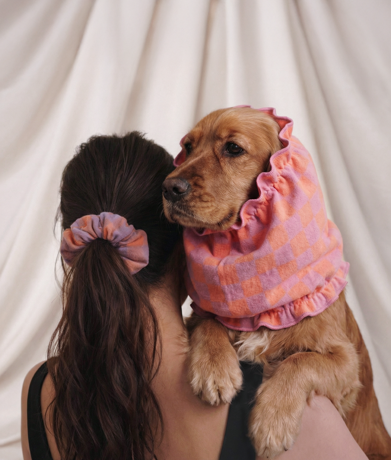 cafide-noa-scrunchie-haargummi-violett-vichy-baumwolle image 2