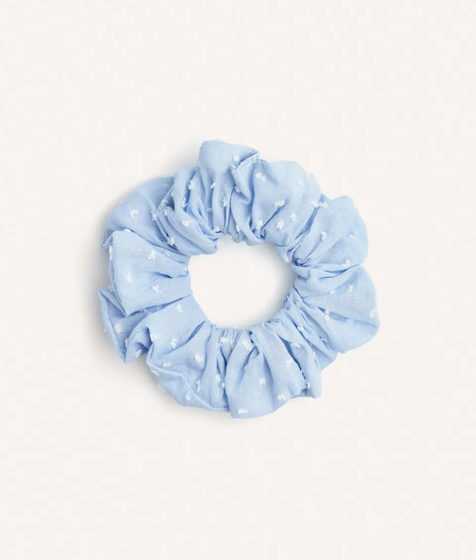 cafide-pets-noa-scrunchie-haargummi-blau-plumeti-baumwolle image 1