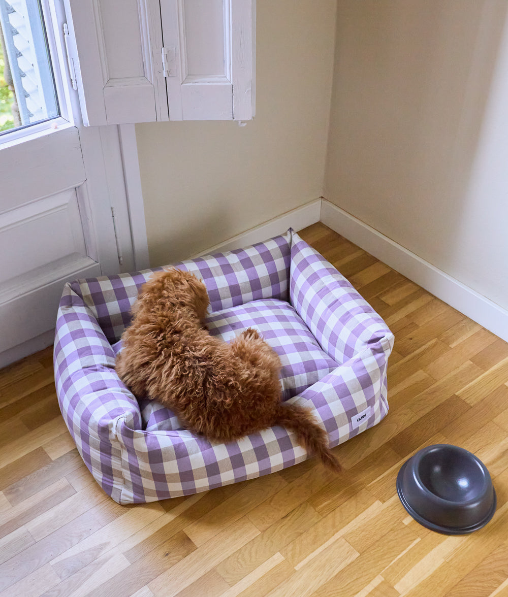 cafide-sleep-snozy-hundebett-vichy-violett-atmungsaktiv image 2