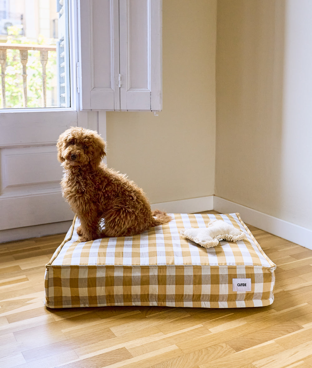 cafide-pets-cuadra-hundebett-vichy-senf-90x78-cm-l image 3