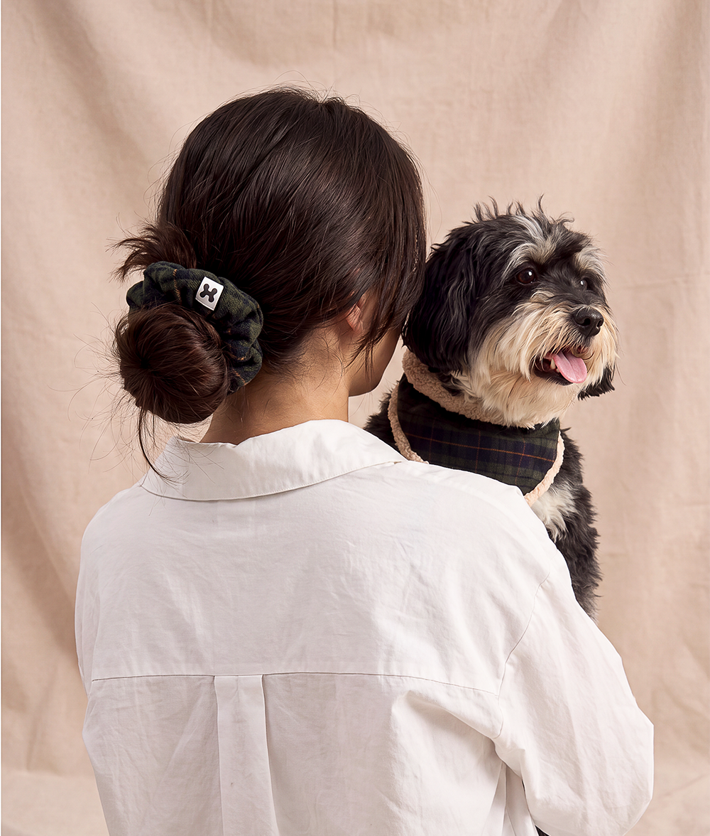 cafide-pets-noa-scrunchie-haargummi-tartan-green-baumwolle image 2