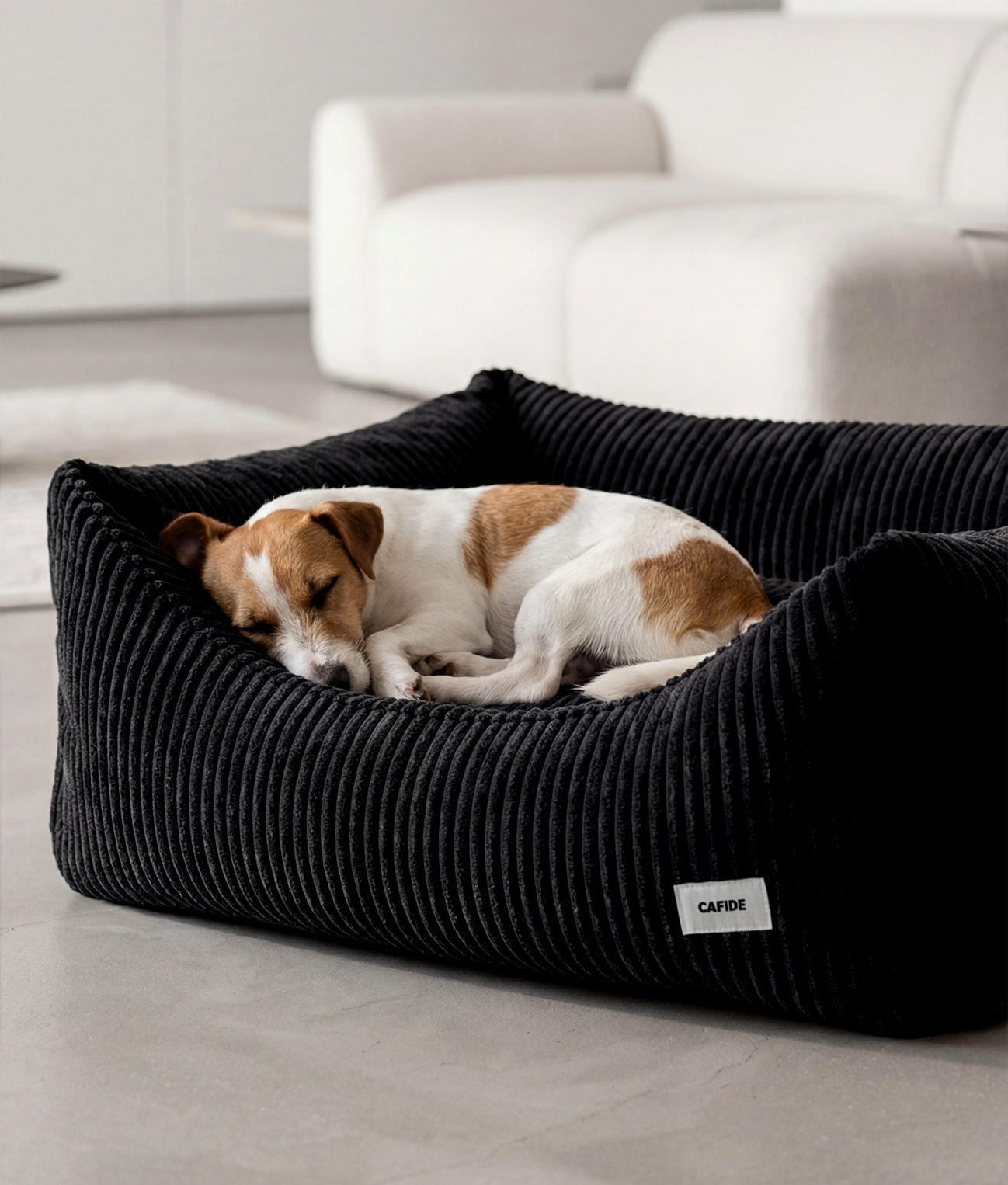 cafide-pets-sleep-snozy-hundebett-cord-schwarz-m-waschbar image 2