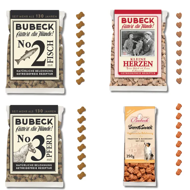 bubeck-hundekuchen-probierpaket-getreidefrei-fisch-pferd-lamm-4tlg image 1